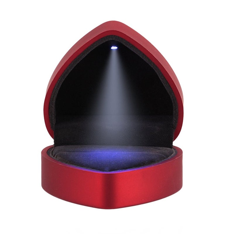 Naimo Engagement Ring Box Earrings Coin Jewelry Ring Box Case with LED Lighted up for Proposal Engagement Wedding Gift (Red) - Image 3